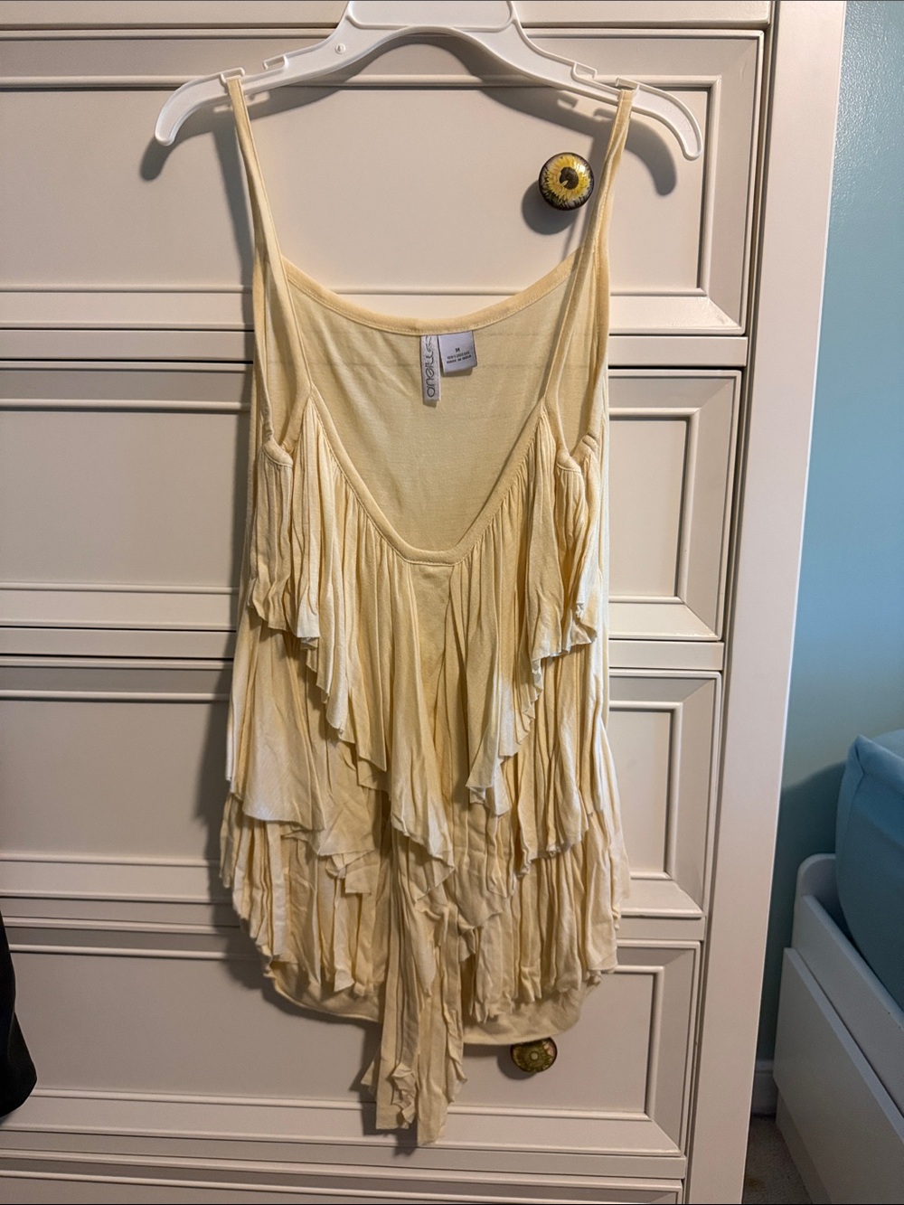 Vintage Y2K O'Neill Light Yellow Ruffle-Tiered Camisole